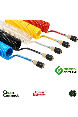 Green Air Tools Jaklı Spiral Hava Hortumu Pe 5x8x10 Metre Stoperli