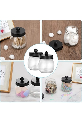 Xurunkeji Banyo Aksesuarları Seti 4 Parça - Losyon Sabunluk, 2 Pamuklu Çubuk Tutucu Ve Diş Fırçası Tutucu Siyah Siyah