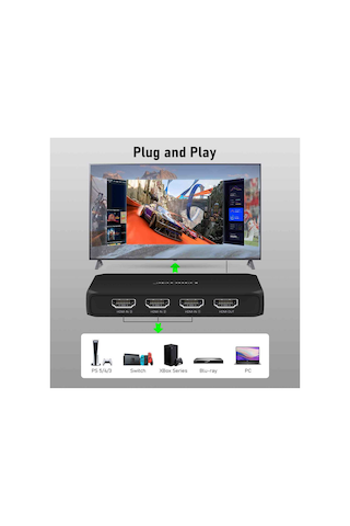 G99, 3 Portlu Hdmı Switch 4k Görüntü Çoklayıcı Aktarıcı - 3 İn 1 Uzaktan Kumandalı 3 Giriş 1 Çıkış