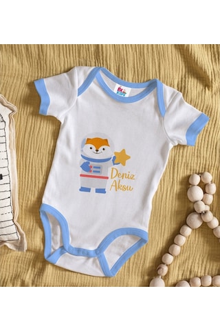 Bitmeyenkartus Bk Kids Kişiye Özel Mavi Bebek Body Zıbın - Model 193 Çok Renkli