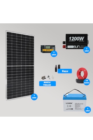 Mini Bağ Evi Ve Karavan Solar Güneş Enerji Sistemi 1200wh Depolama