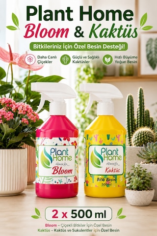 Bitki Besin Seti Çiçekli Bitki Ve Kaktüs Besini Sprey Seti 2 X 500 Ml 1 L