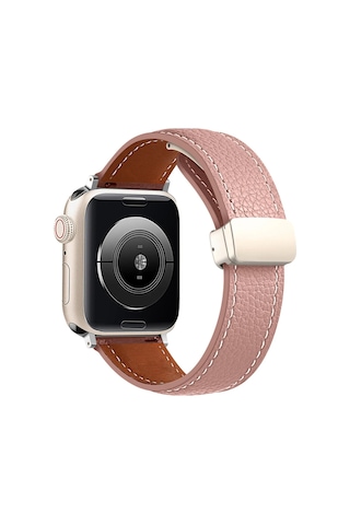 Newface Apple Uyumlu Watch 38mm Kr414 Daks Deri Kordon Glblseme - 94 - Pembe
