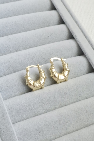 Kadın Küpe Kararmaz 14k Renk Vip Seri Boğumlu Halka Küpe Altın