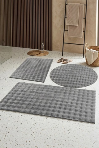 Banyo Paspası Açık Gri Gri Kaymaz Taban Peluş Bubble 50x50 Cm Çok Renkli