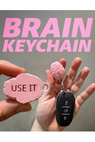 Beyin Şeklinde Anahtarlık - Brain Keychain Use It