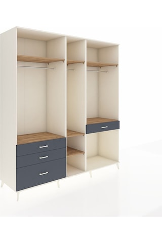 Kronos Dolap 7 Raflı 4 Çekmeceli 3 Askılı 220x59x243 Aytaşı-çam/antrasit Atlas Çam/antrasıt