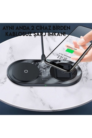 Baseus Sımple 2In1 Kablosuz Wıreless Şarj 18W Apple Uyumlu iPhone s Pods