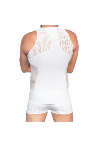 Moon Wear Beyaz Mı Emay E1006 Fileli Erkek Korse Atlet Beyaz