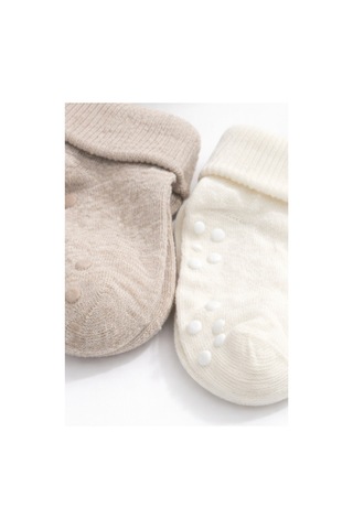 For My Baby 6'lı Bebek Kaydırmaz Tabanlı Çorap Bej