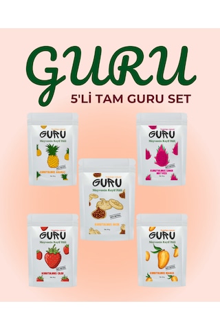 Guru Ejder Ananas Çilek İncir Mango Kurusu Set 5'li Guru Ejder Ananas Çilek İncir Mango Kurusu Set 5'li
