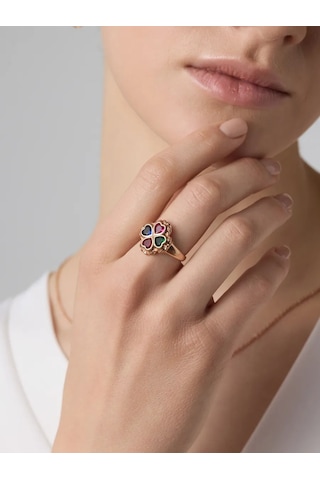 Lepta Gümüş Yüzük Altın Kaplamalı 585 Ayar 432764928 Gri