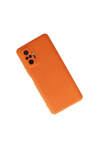 Xiaomi Redmi Note 10 Pro Kılıf Nano İçi Kadife Silikon - Turuncu Düz Renkli