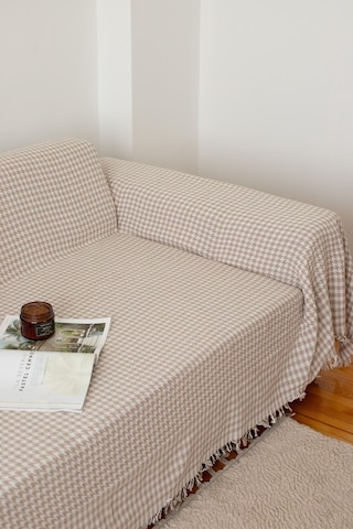 Bej Kolları Örten Kazayağı Battal Boy Koltuk, Kanepe, Çekyat, Örtüsü Bej 300 170 Cm Bej