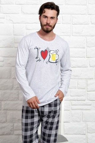 Gazzaz Erkek Uzun Kol Cepli O Yaka Pijama Takım 3466B