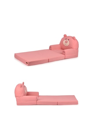 Portatif Katlanabilir Sevimli Çocuk Koltuğu - 3 Katlı Çocuk Yatak Koltuk - Taşınabilir Bebek Koltuğu Pembe
