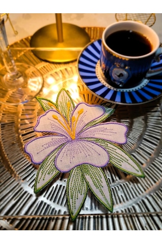 Agbtrend 2 Adet Mor Zambak Nakışlı Sunum Ve Kokteyl Peçetesi Çok Renkli