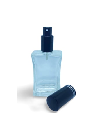 Parfüm Şişesi 50 Ml 3 Adet Siyah Kapak Metal Valf İçbükey Boş Şişe