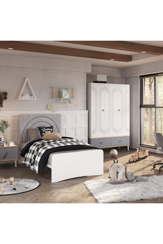 Meltem Kids Fiona Gri Genç Odası Üç Kapılı Dolap