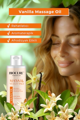 Biocure Vanilya Özlü Masaj ve Vücut Bakım Yağı 100 ML