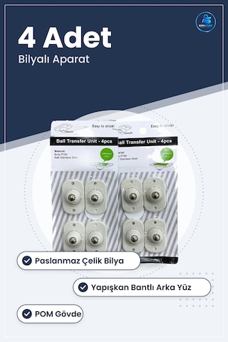 Bilyalı Taşıma Arabası Eşya Kaldırma Aparatı 4 Adet Paslanmaz Çel
