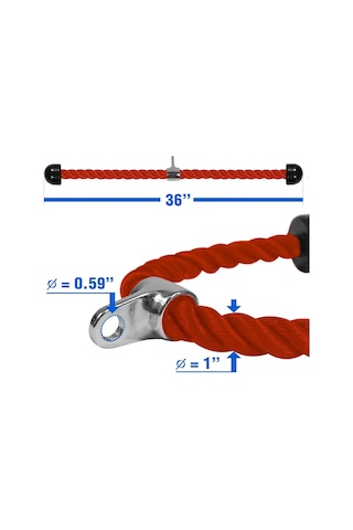 Yes4all Üniseks Yetişkin Bk27 Triceps Halat, Ç. 91,4 Cm, Ç. 91,4 Cm Kırmızı, 91,4 Cm