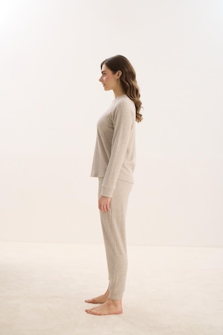 Kadın Uzun Kol Bej Mlelanj Pijama Takım C5t7n0o61 001