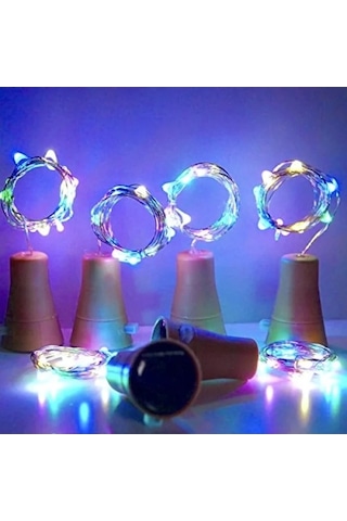 6'lı Güneş Enerjili Şarap Şişesi Işıkları, 20 Led Su Geçirmez Açık Lacivert
