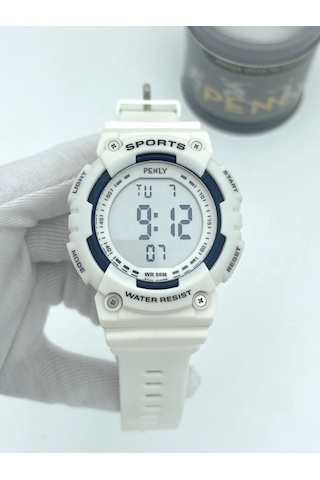 Penly Su Geçirmez Dijital Yetişkin Kol Saati 349 Model Beyaz +4 Renk Kronometre-alarmlı 5atm