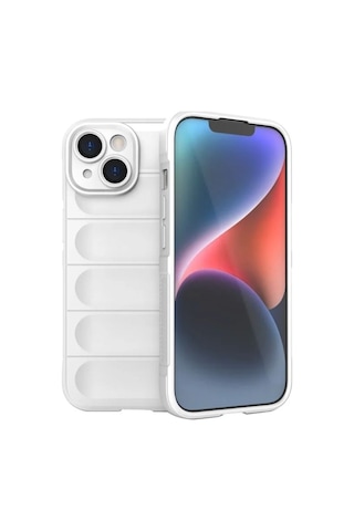 Apple Uyumlu iPhone 15 Silikon Kılıf - Kamera Korumalı Esnek Yeni Nesil Airbag Kapak - Beyaz