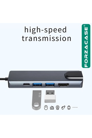 Forzacase FC799 Type-C 5 Port Ethernet USB Hdmı Çevirici Hub