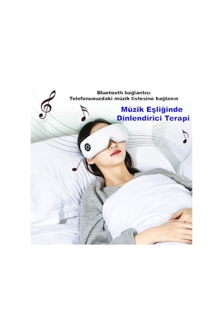 TechTic Bluetooth Müzikli Göz Masaj Aleti Dinlendirici Isı Destek Beyaz