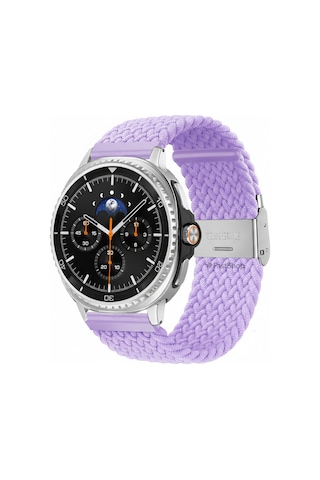 Samsung Galaxy Watch 8 40mm / 44mm / 46mm Classic Uyumlu Metal Clips Kumaş Örgü Akıllı Saat Kordon