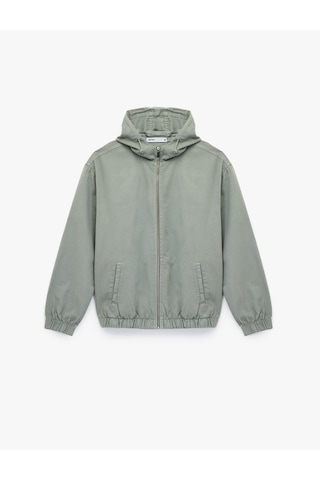 Koton Pamuklu Cepli Uzun Kollu Fermuarlı Oversize Kapşonlu Jean Ceket Taş 6wam50003nd Taş