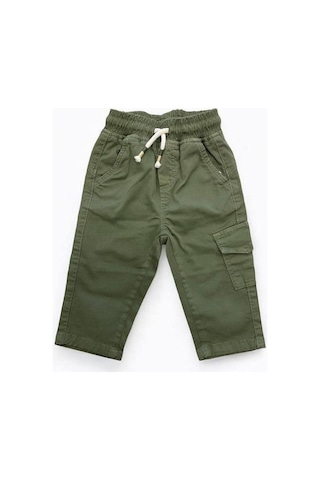 Erkek Bebek Bel Lastikli Dokuma Yeşil Pantolon-15321 Yeşil