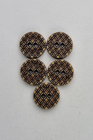 Orta Boy Ahşap Görünümlü Eskitme Baklava Desenli Kaban Çeket Hırka Yelek Düğmesi 5 Adet