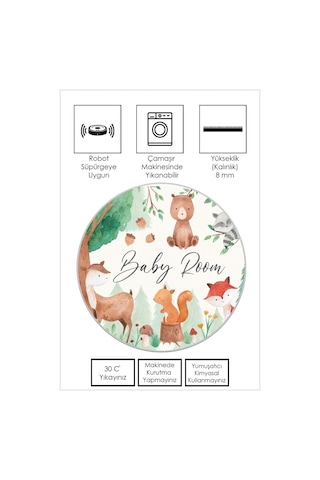 West Home Makinede Yıkanabilir Kaymaz Taban Leke Tutmaz Yuvarlak Çocuk Halısı Oyun Matı Wh 552 Green Yuvarlak Yeşil