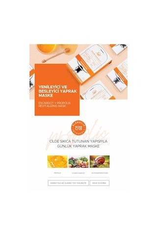 Elensilia Escargot + Propolis Yenileyici Ve Besleyici Yaprak Maske Intracell Propolis Mask