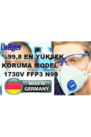 Drager 10Adet 1730V Ffp3 Maske N99 En Yüksek Koruyucu Model