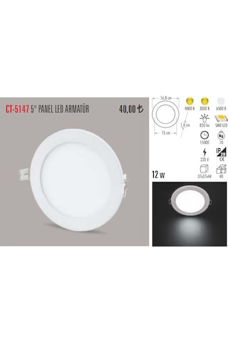 Cata Ct-5147 10 Adet 12w Slim Led Panel Alüminyum - Beyaz Işık