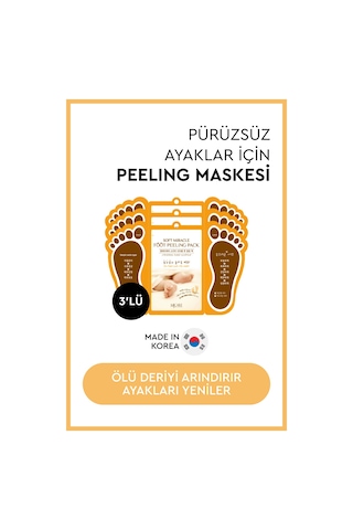 Mjcare Miracle Foot Peeling Pack - Mjcare Çorap Tipi Ayak Peeling Maskesi 3'lü