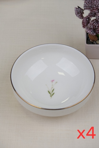 Tabak Evi Porselen Natura Çuha Altın Yaldız Kase 13,50cm 4 Lü Çok Renkli