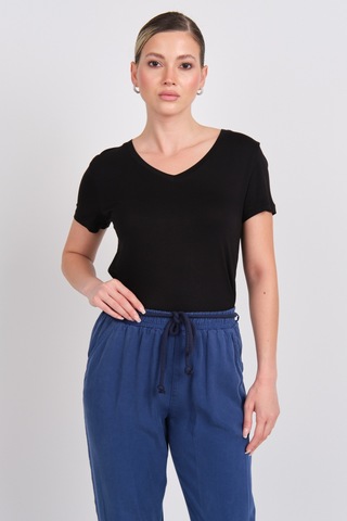 Ayhan Kadın Beli Lastikli Çift Cepli Pantolon 2850 Lacivert Lacivert