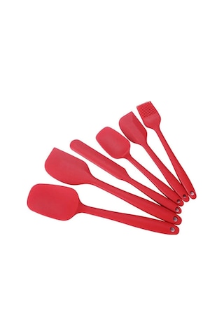 Kırmızı Wıkhostar 6 Parça Silikon Spatula Seti Gıda Sınıfı Yapışmaz Isıya Dayanıklı Spatula Turner Pişirme Pişirme Karıştırma Pişirme Araçları