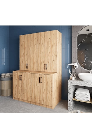 Maven Çamaşır Ve Kurutma Makinesi Dolabı Banyo Dolabı Çam Çam