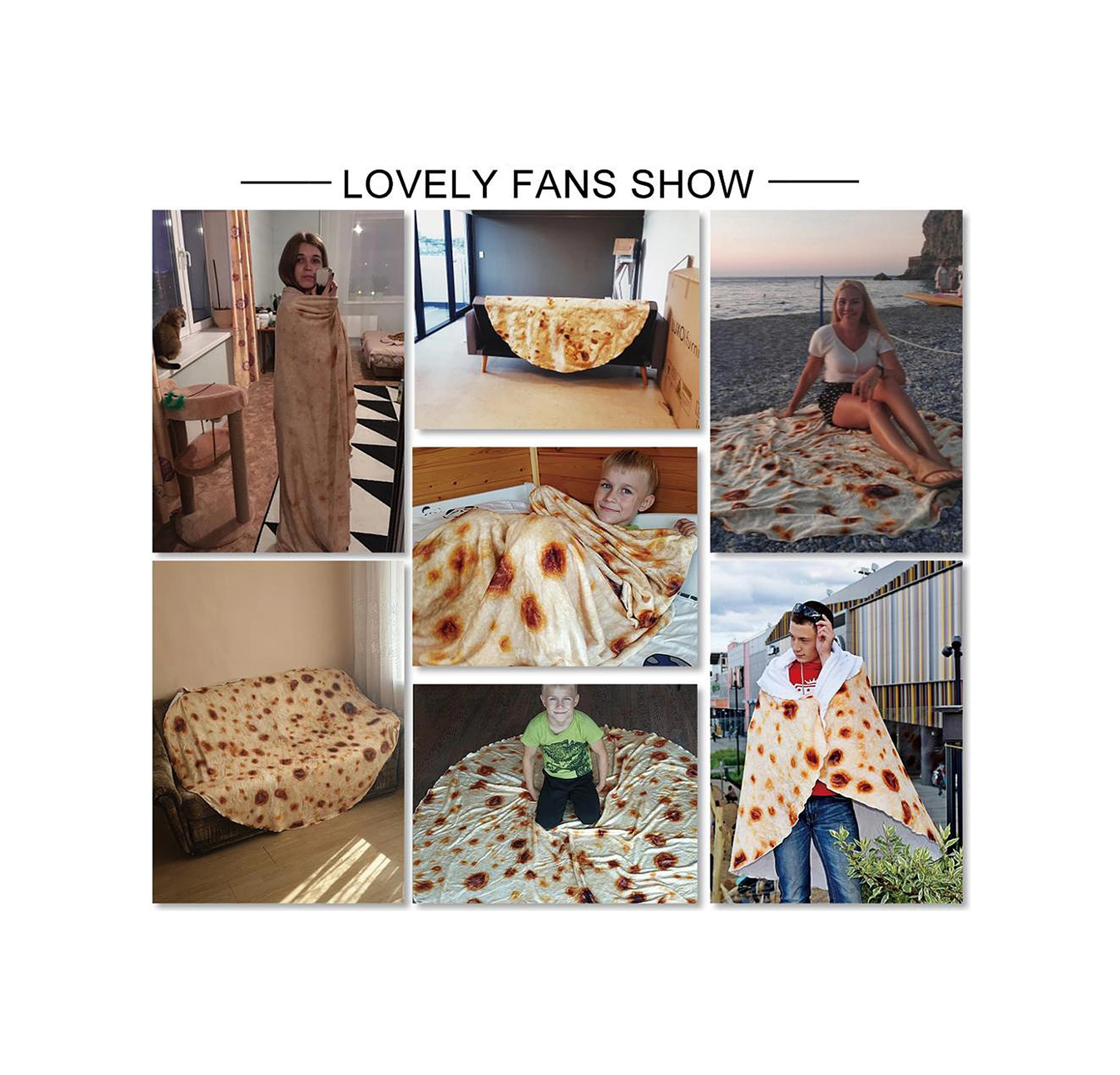 Lemestar 100cm Çaplı Burritos Tortilla Battaniye - Koltuk Yatağı K盖l灯k - Lezzetli Meksika Tarzı Yorgan DiğER