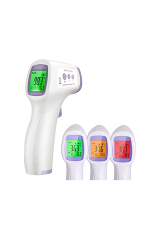 Leezsing Beyaz Dürtme Yok Entegre Termometre - Lcd Ekran, Üç Renkli Arka Işık, 1 Saniye Ölçüm, 32 Veri Depolama, 3-5cm Mesafe, Otomatik Kapatma