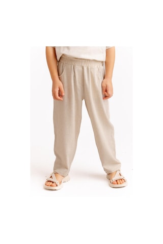 Oliven The Kid Unisex Klasik Keten Pantolon Naturel Naturel Bej