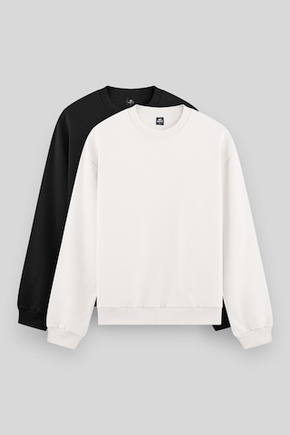 Standart Fit Basic O Yaka 2li Paket Siyah-ekru Erkek Sweatshirt - 88053 Siyah - Ekru