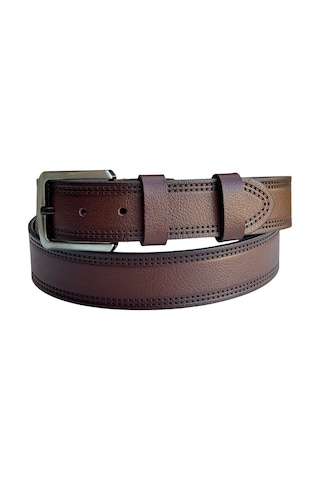Süzer Deri 4 Cm. Spor Model Hakiki Deri Kenarları Dikişli Erkek Kemer Kahverengi